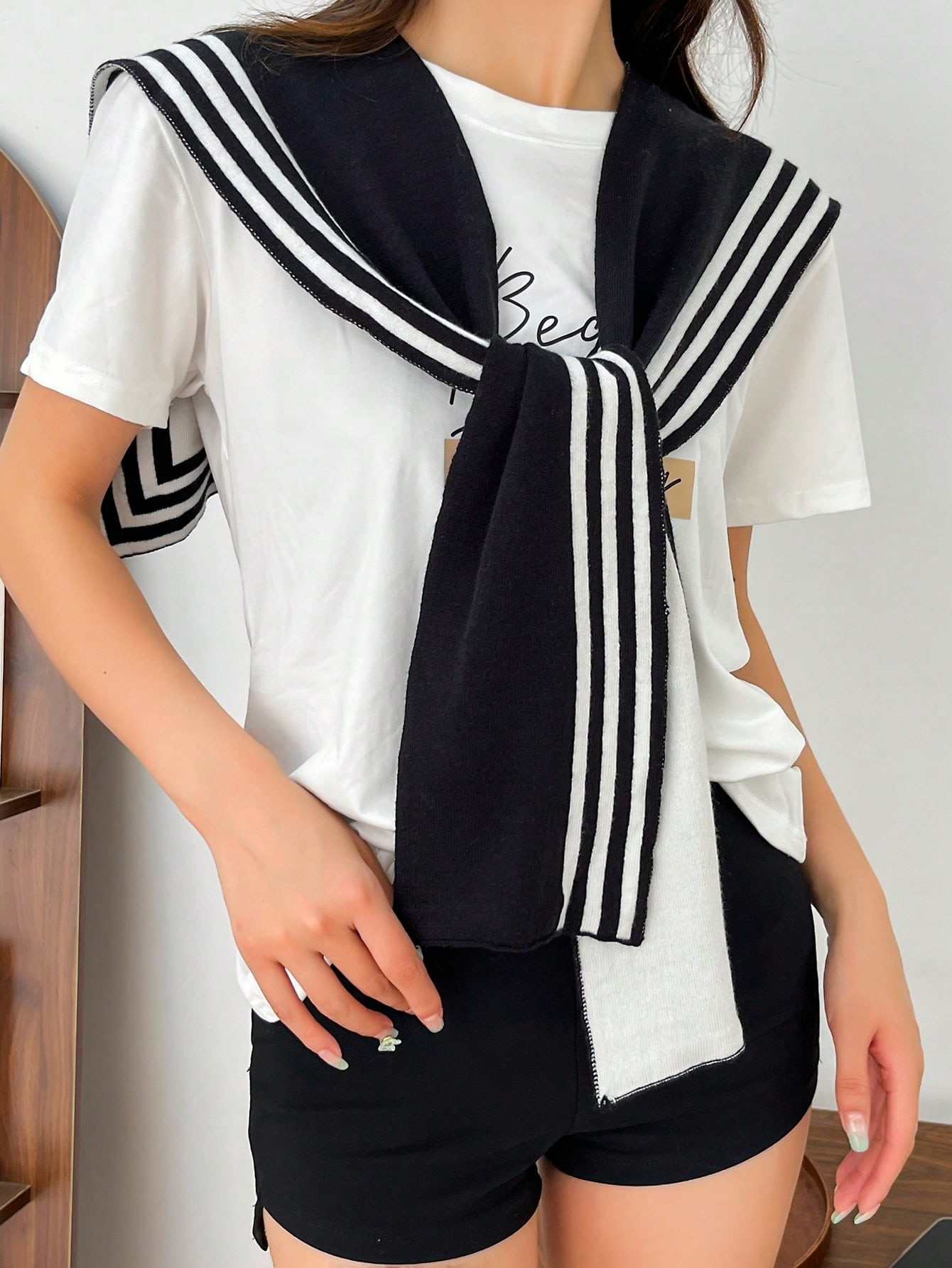 TrendsDual-Color Knitted Shawl Fashionable Outer Wear Lightweight One-Shoulder Shawl For Women, S... | SHEIN