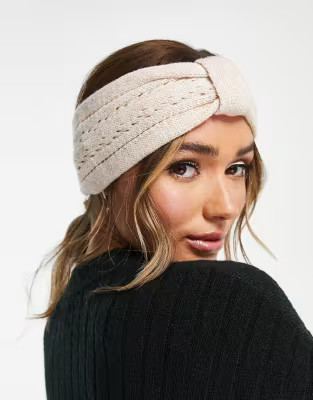 ASOS DESIGN knot front headband in oatmeal | ASOS (Global)
