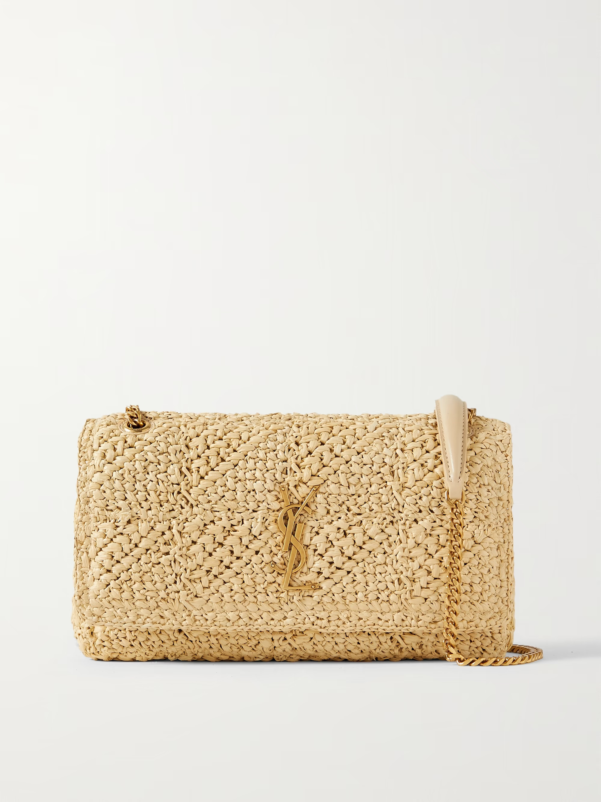 Jamie leather-trimmed raffia shoulder bag | NET-A-PORTER (US)