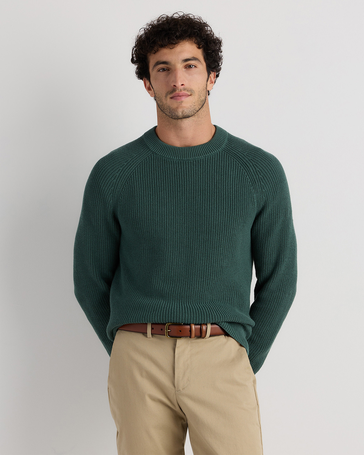 Quince | Men's Ribbed Crewneck Sweater in Black, Size Large, Organic Cotton | Quince