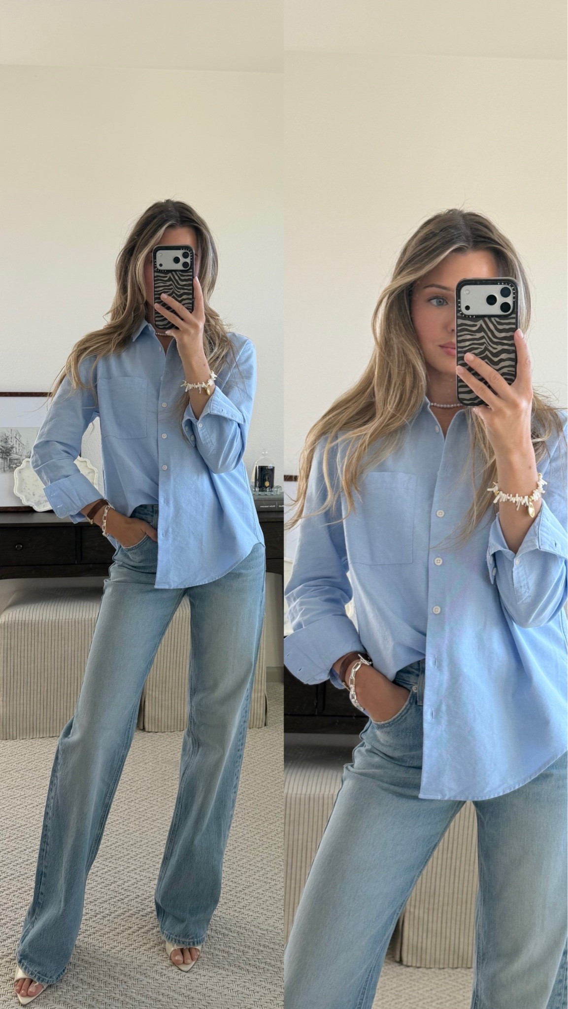 Blue bottom down size small. Jeans XS.