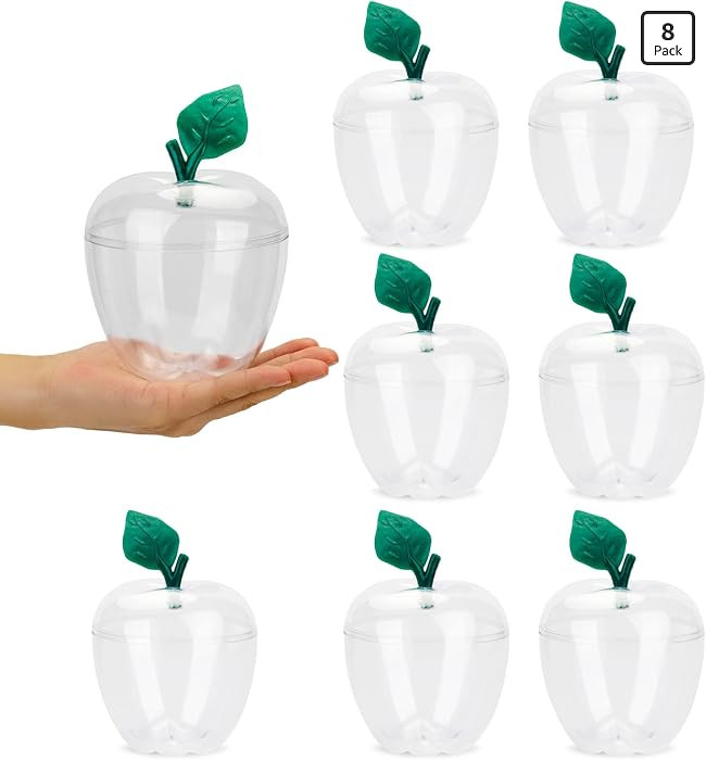 HANZE Large Clear Apple Container, Back To School Teacher Gift - 8 Pack | Amazon (US)