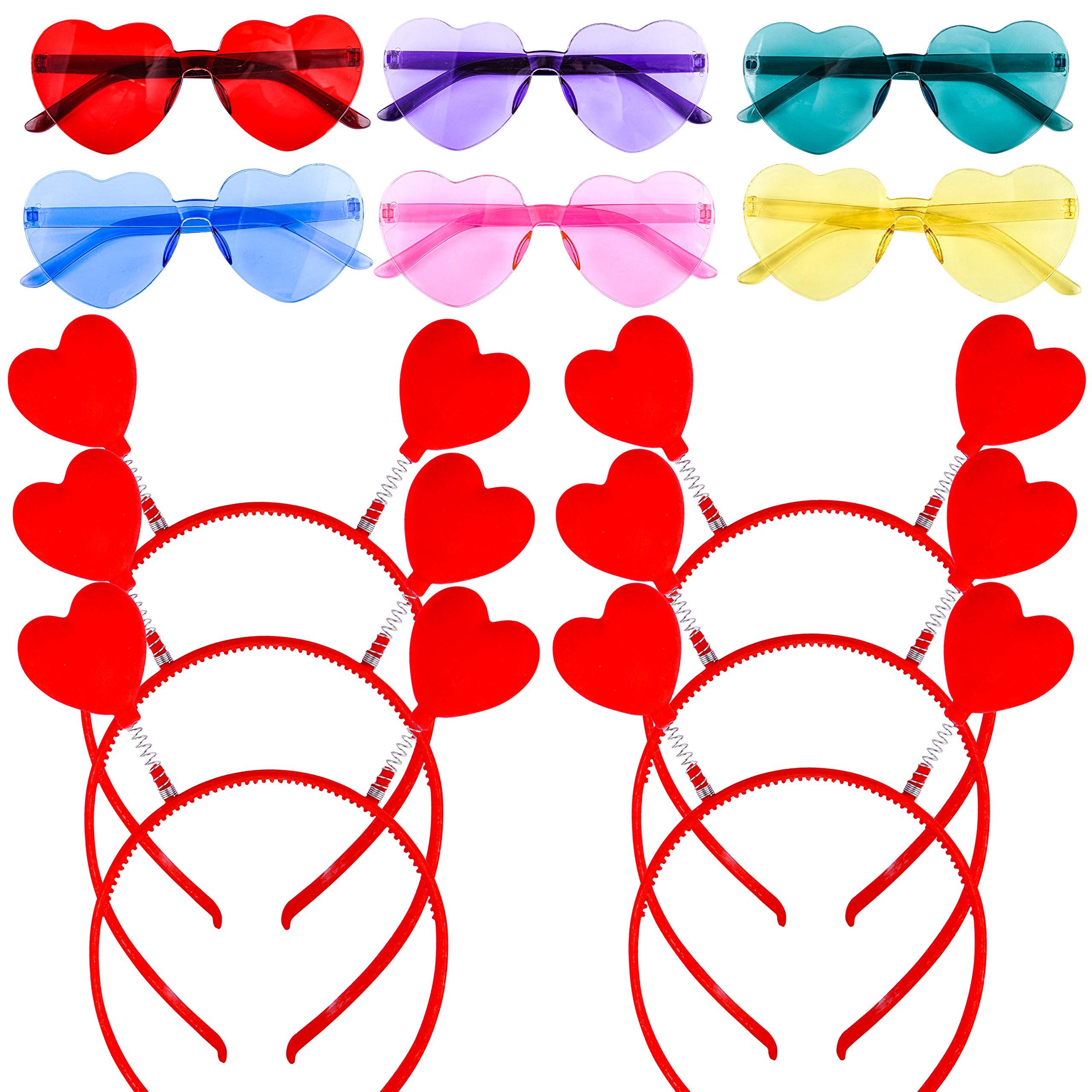 JOYIN 12 Packs Valentine’s Day Heart Headband & Glasses for Valentine’s Party Favor, Classroom Excha | Amazon (US)