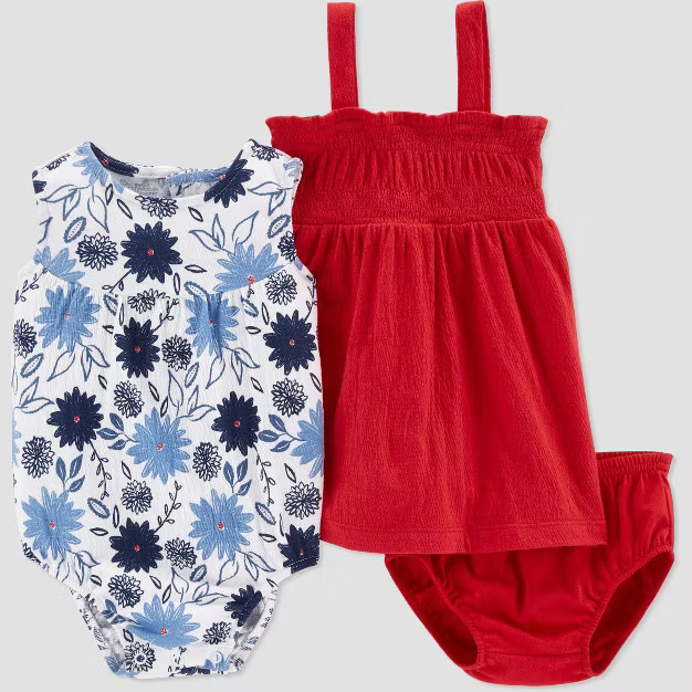 Baby Girls' 2pk Floral Dress Romper - Just One You® made by carter's Red/Blue | Target