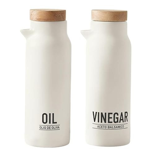 Santa Barbara Design Studio TableSugar Oil and Vinegar Bottle Set Gift Boxed Wood and Ceramic Oil/Vinegar Dispensers, 2-Pieces, Matte White | Amazon (US)