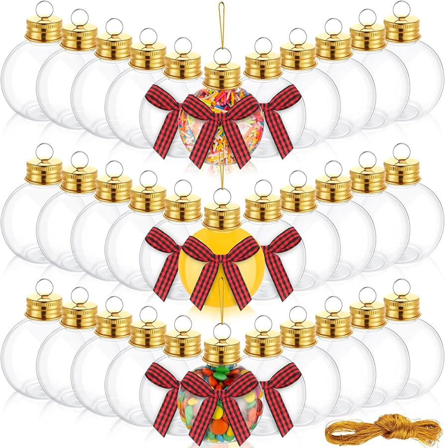 Sliner 36 Pcs 3.4 oz Christmas Drink Booze Balls Bulk Clear Fillable Ornaments Christmas Tree Han... | Amazon (US)