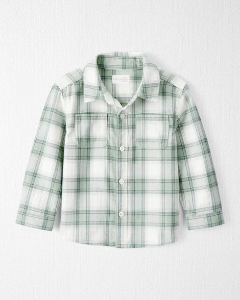 Toddler Organic Cotton Herringbone Button-Front Shirt in Plaid | Carter's Inc