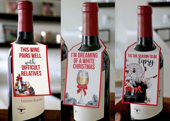 PRINTABLE Christmas Wine Tags Difficult Relatives Wine Tags | Etsy | Etsy (US)