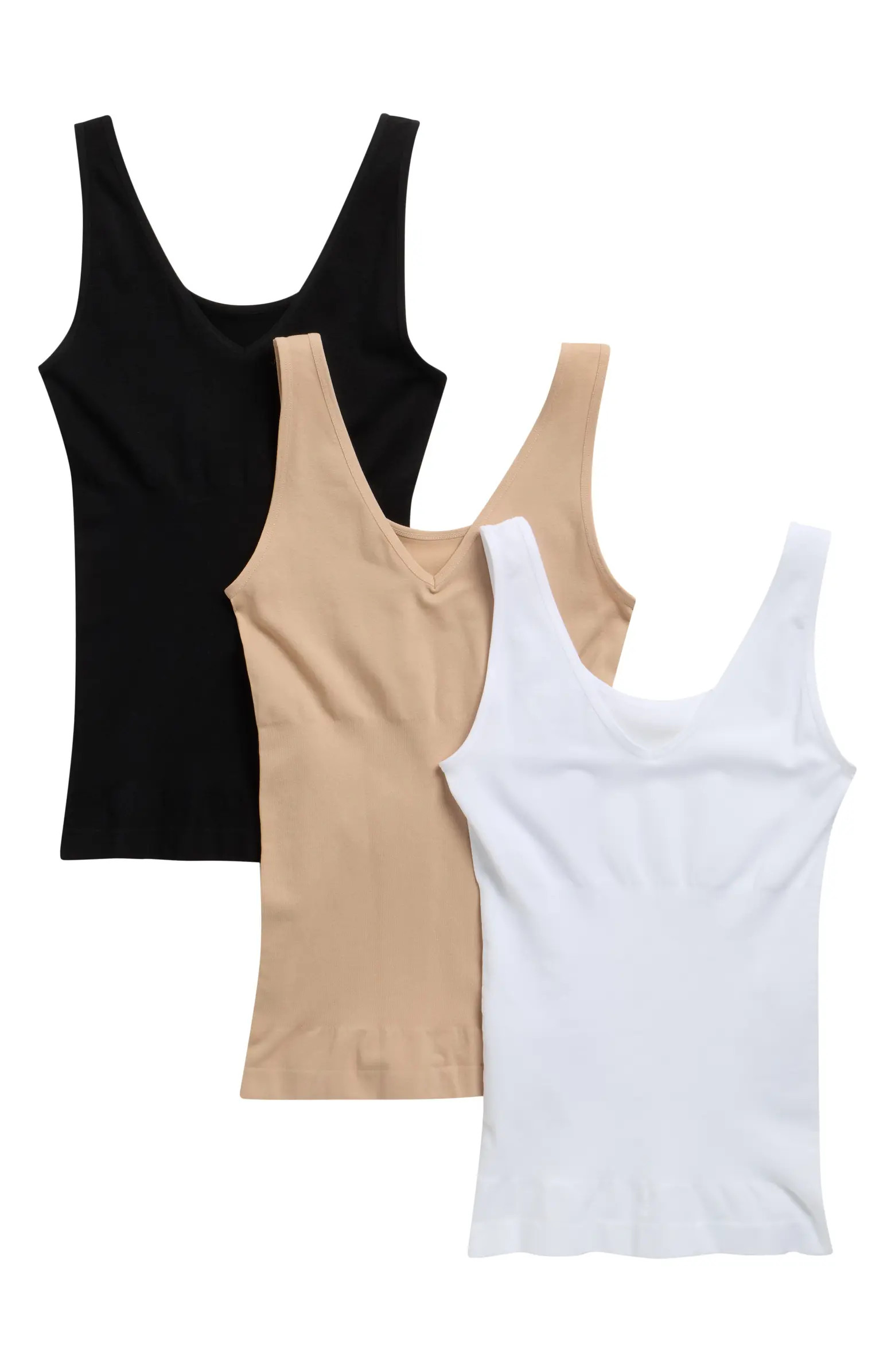SKINNY GIRL Assorted 3-Pack Seamless Rib Shaping Tanks | Nordstromrack | Nordstrom Rack