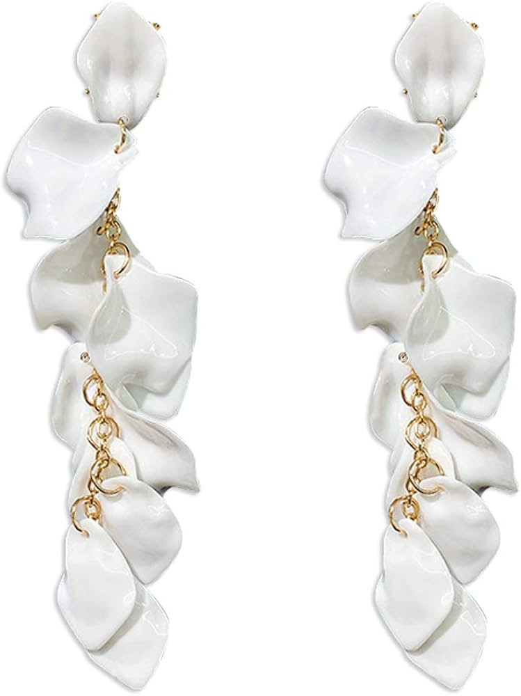 Just Follow Long Acrylic Rose Petal Earrings Dangle Exaggerated Flower Earrings Drop Statement Fl... | Amazon (US)