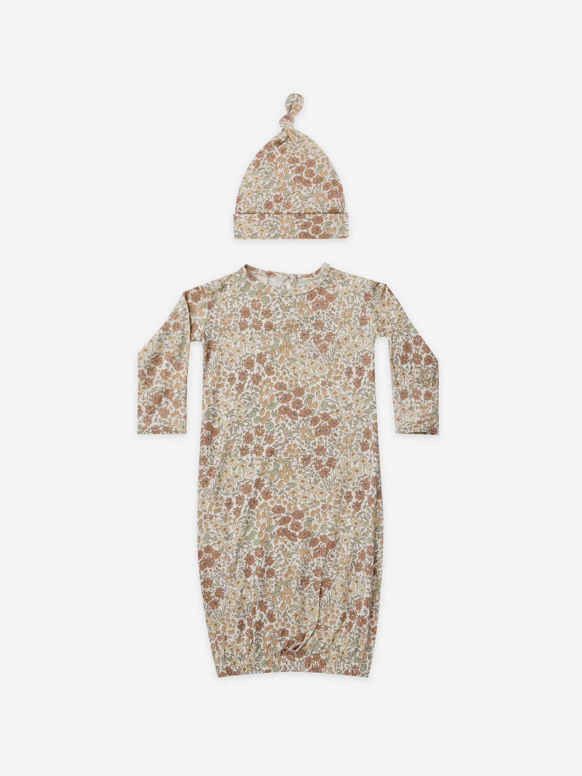 Bamboo Baby Gown & Hat Set | Wildflowers | Rylee + Cru
