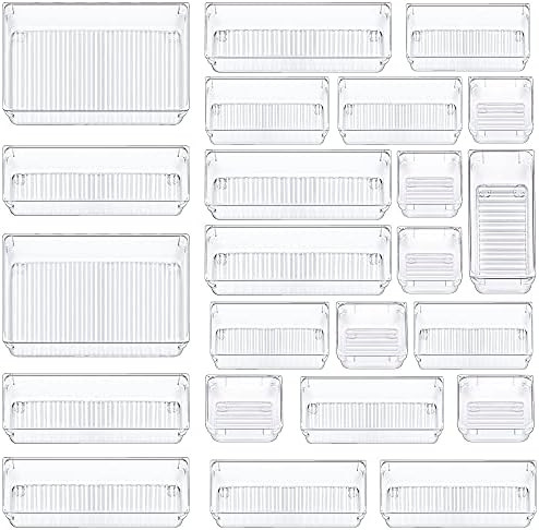 Chefstory 23 PCS Clear Drawer Organizers Set, 4 Sizes Plastic Vanity Drawer Organizers and Storag... | Amazon (US)