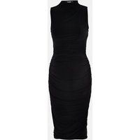 Black Slinky Ruched High Neck Maternity Midi Dress | Missguided (US & CA)