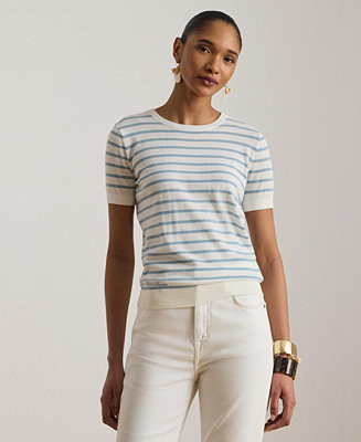 Women's Short-Sleeve Ribbed Sweater | Macy's