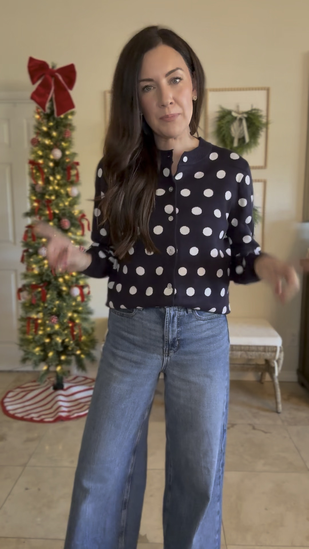 New Walmart sweater, wearing a medium
Jeans 40% off —wearing a 2 regular 

#LTKGiftGuide #LTKHoliday #LTKSaleAlert