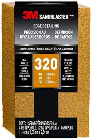 3M SandBlaster Dual Angle Sanding Sponge, 320-Grit, 4 1/2 in. by 2 1/2 in. (Packaging May Vary) | Amazon (US)