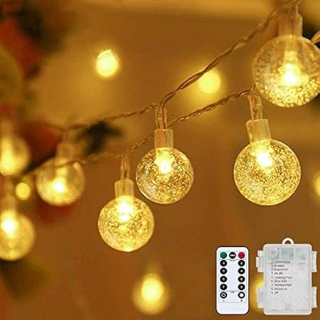 ZOUTOG Battery String Lights, 33ft/10m 100 LED Bulb Warm White Battery Operated Globe String Lights  | Amazon (US)