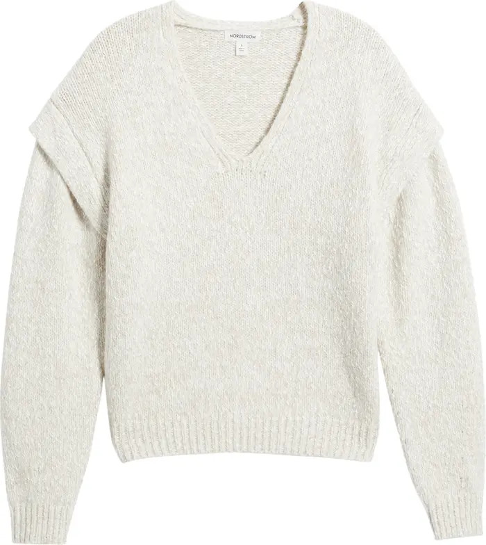 Nordstrom Marled Cotton & Wool Blend V-Neck Sweater | Nordstrom | Nordstrom