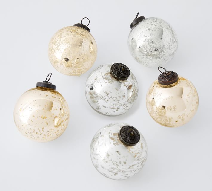 Silver & Gold Mercury Glass Ball Ornaments - Set of 6 | Pottery Barn (US)