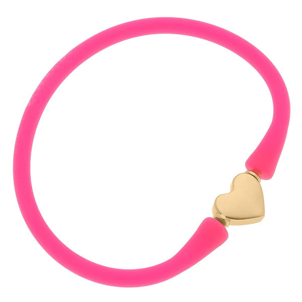 Bali Heart Bead Silicone Bracelet in Neon Pink | CANVAS