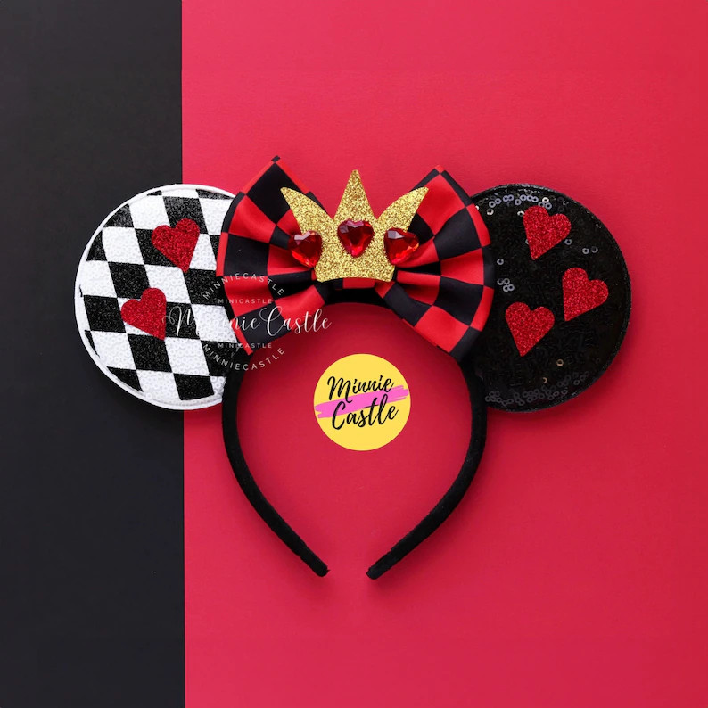 Queen of Hearts Ears, Mickey Ears, Halloween Mouse Ears, Queen of Hearts Mickey Ears, Minnie Ears... | Etsy (US)