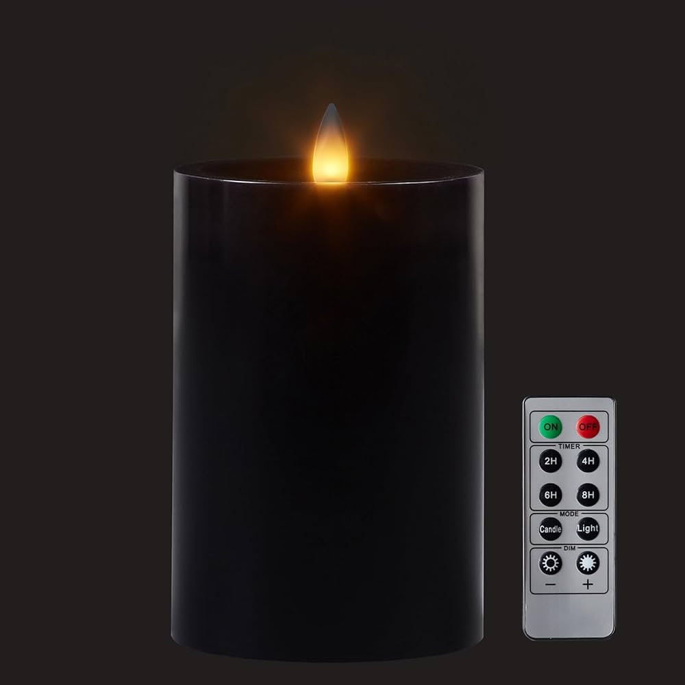 4 Inches Wax Flameless Pillar Candles Flickering with Remote Timer, 3D Moving Flame Led Candles w... | Amazon (US)