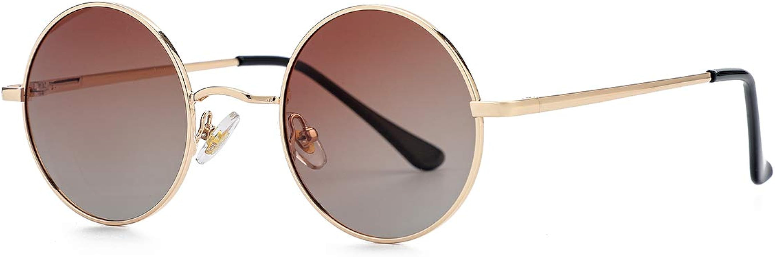 Gleyemor Polarized Round Sunglasses for Men Women Hippie Small Circle Glasses Red Yellow Lenses | Amazon (US)