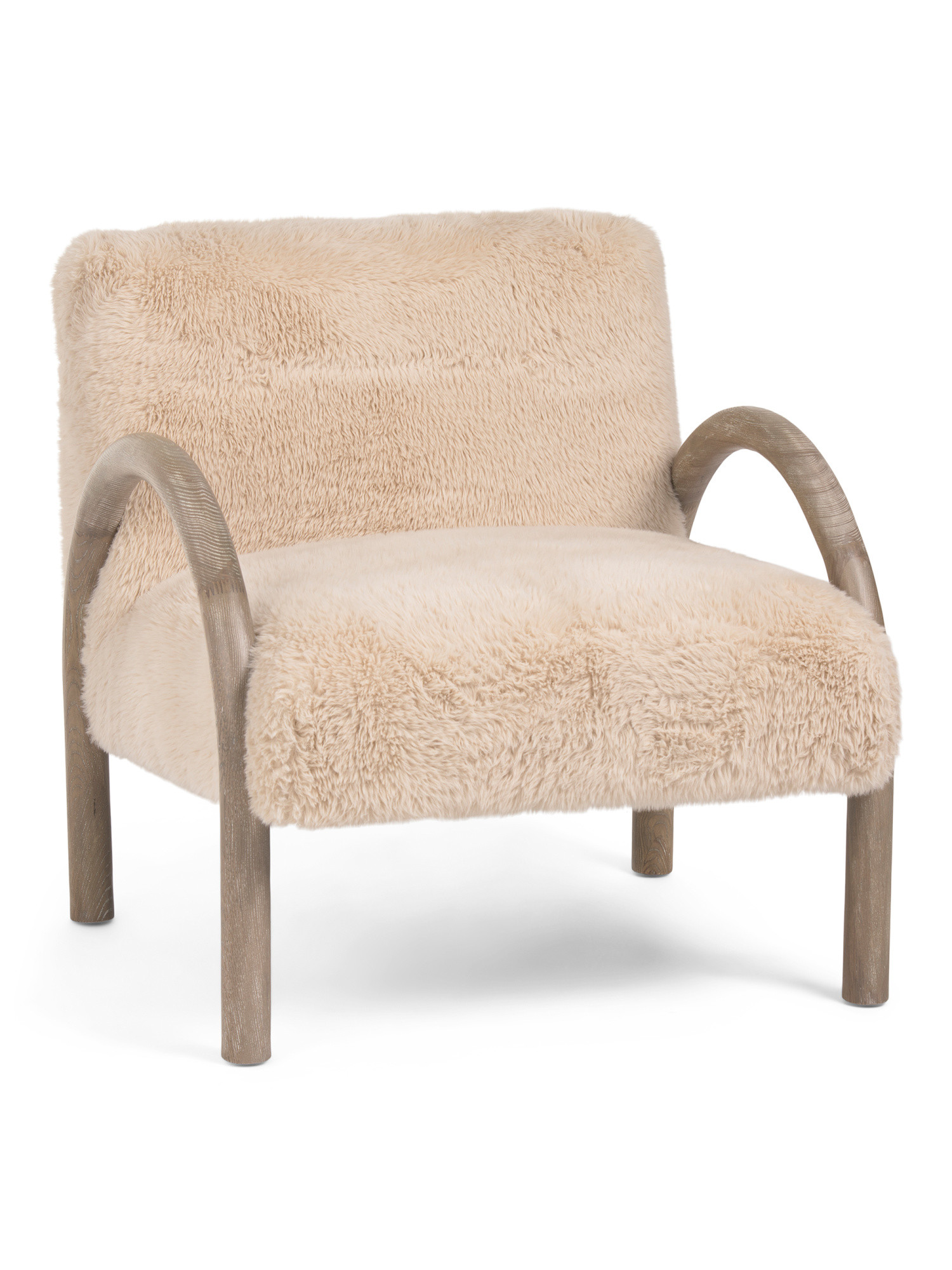 29.5x30 Faux Fur Solid Oak Frame Skylar Accent Chair | TJ Maxx