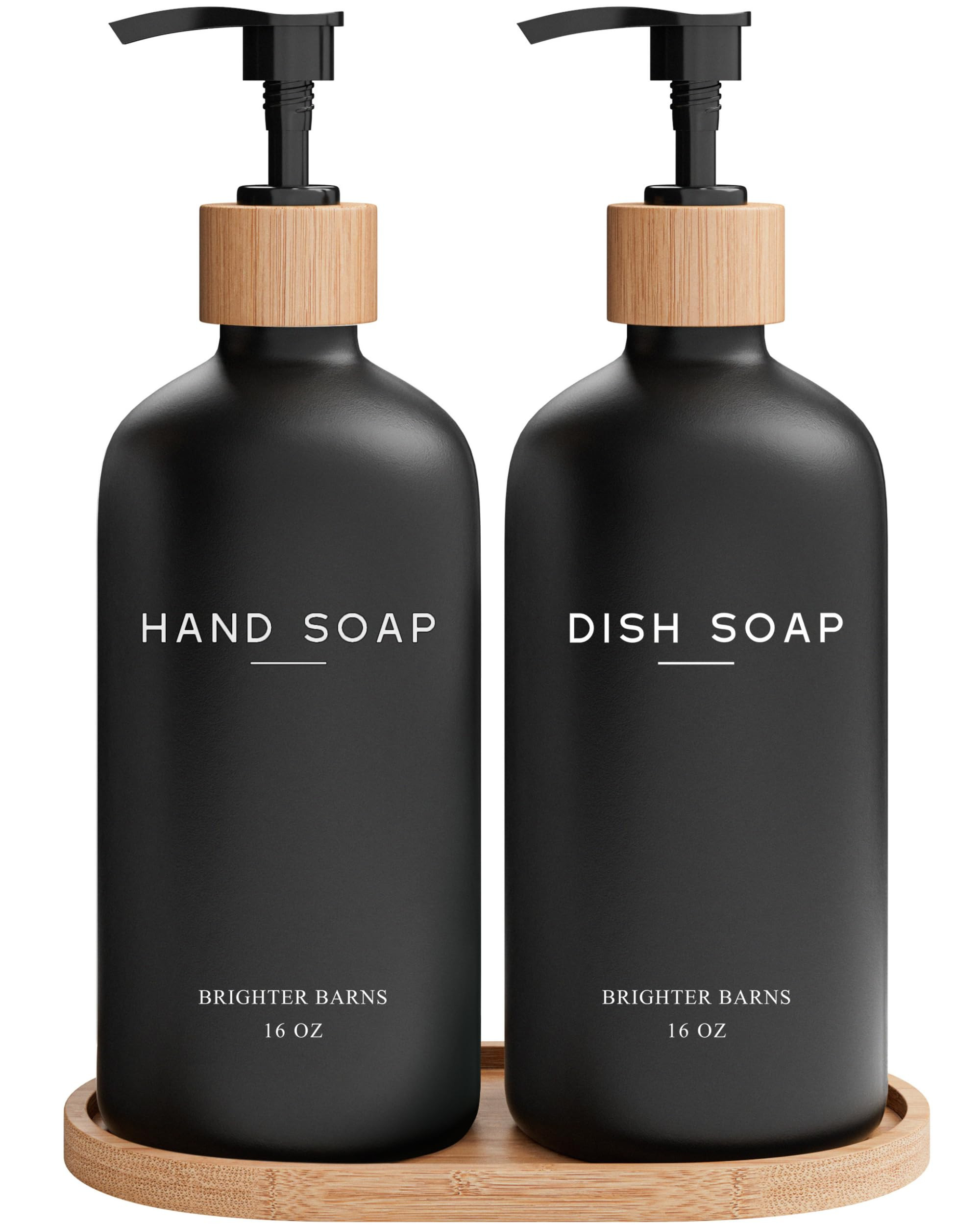 Luxury Glass Hand and Dish Soap Dispenser Set by Brighter Barns - Kitchen Soap Dispenser Set with... | Amazon (US)