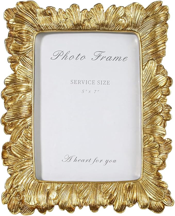 5x7 Vintage Picture Frames, Picture Frame for Table Top Display and Wall Hanging Home Decor (Gold... | Amazon (US)