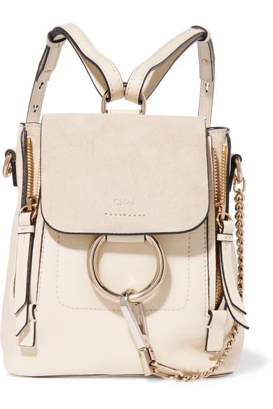 Chloé - Faye Mini Suede And Leather Backpack - Off-white | NET-A-PORTER (US)
