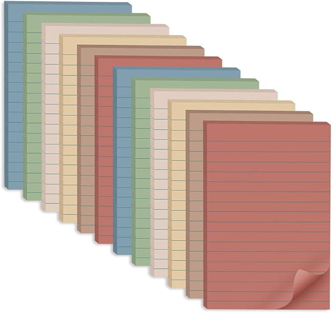 (12 Pack) Lined Sticky Notes 4x6 in,Vintage Large Notepads with Lines | Amazon (US)