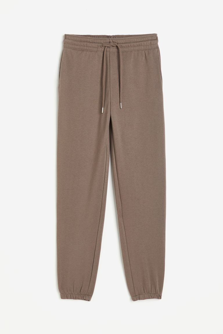 Cotton-blend sweatpants - Dark greige - Ladies | H&M GB | H&M (UK, MY, IN, SG, PH, TW, HK)