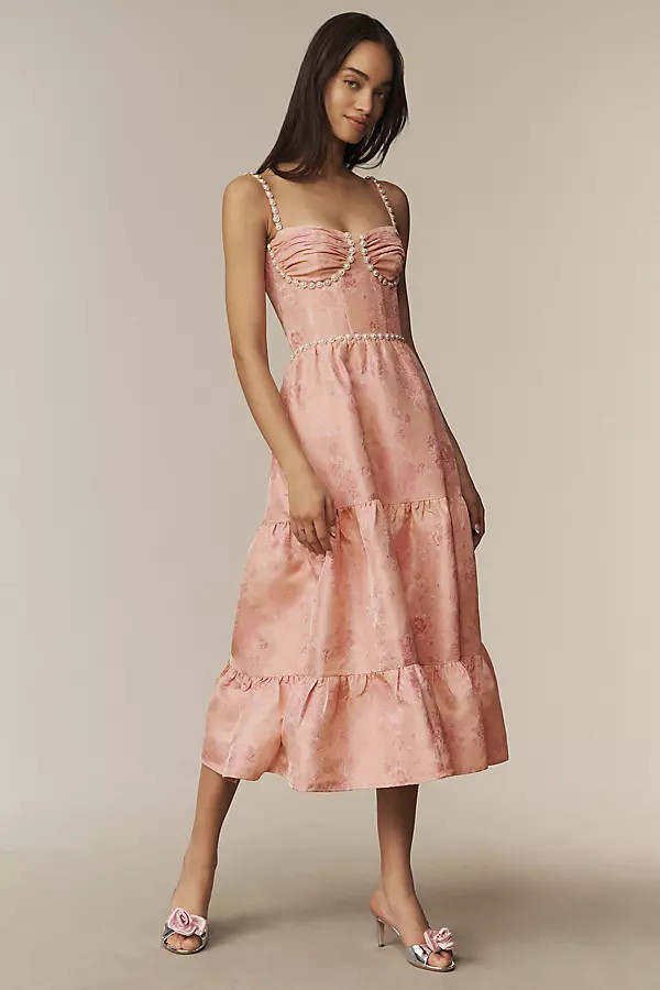 V. Chapman Lorenza Embellished Tiered Midi Dress | Anthropologie (US)
