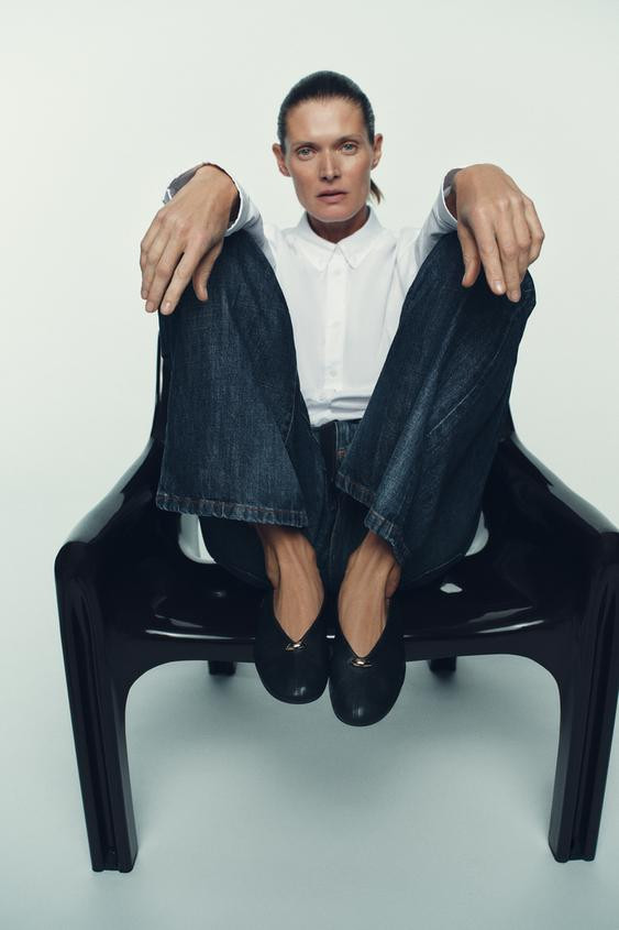 LEATHER BALLET FLATS WITH APPLIQUÉ | Zara US