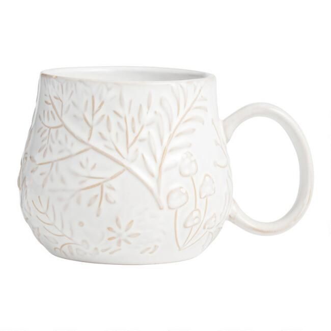 White Embossed Woodland Branches Mug | World Market