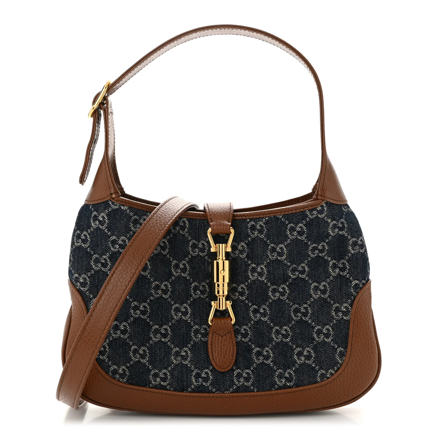Gucci New Denim GG Monogram Calfskin Small Jackie 1961 Hobo Blue Tea Cuir 1755432 | FASHIONPHILE (US)