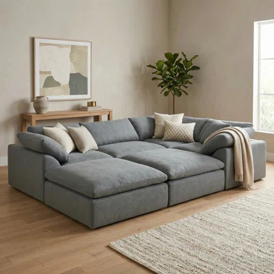 Mielke 132" Reversible Cloud-Inspired Modular Corner Sectional with Ottoman | Wayfair North America