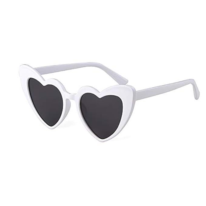 Love Heart Shaped Sunglasses Women Vintage Cat Eye Mod Style Retro Glasses | Amazon (US)