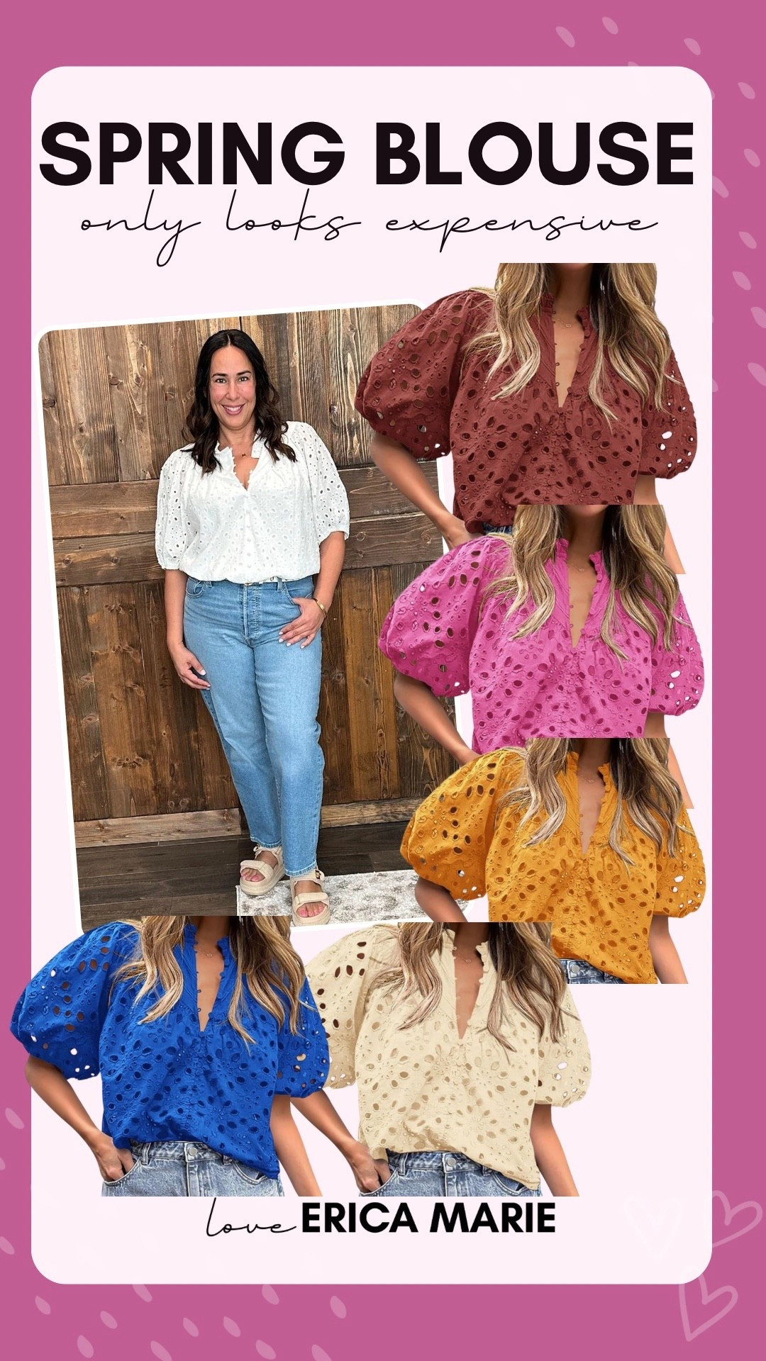 Can you believe this gorgeous eyelet detail spring top is from Amazon? It’s even more gorgeous in person and it screams boutique, but the price is incredible. This works for a cute day out, or in the office. 
Spring top, eyelet detail shirt 

#LTKOver40 #LTKMidsize #LTKSeasonal