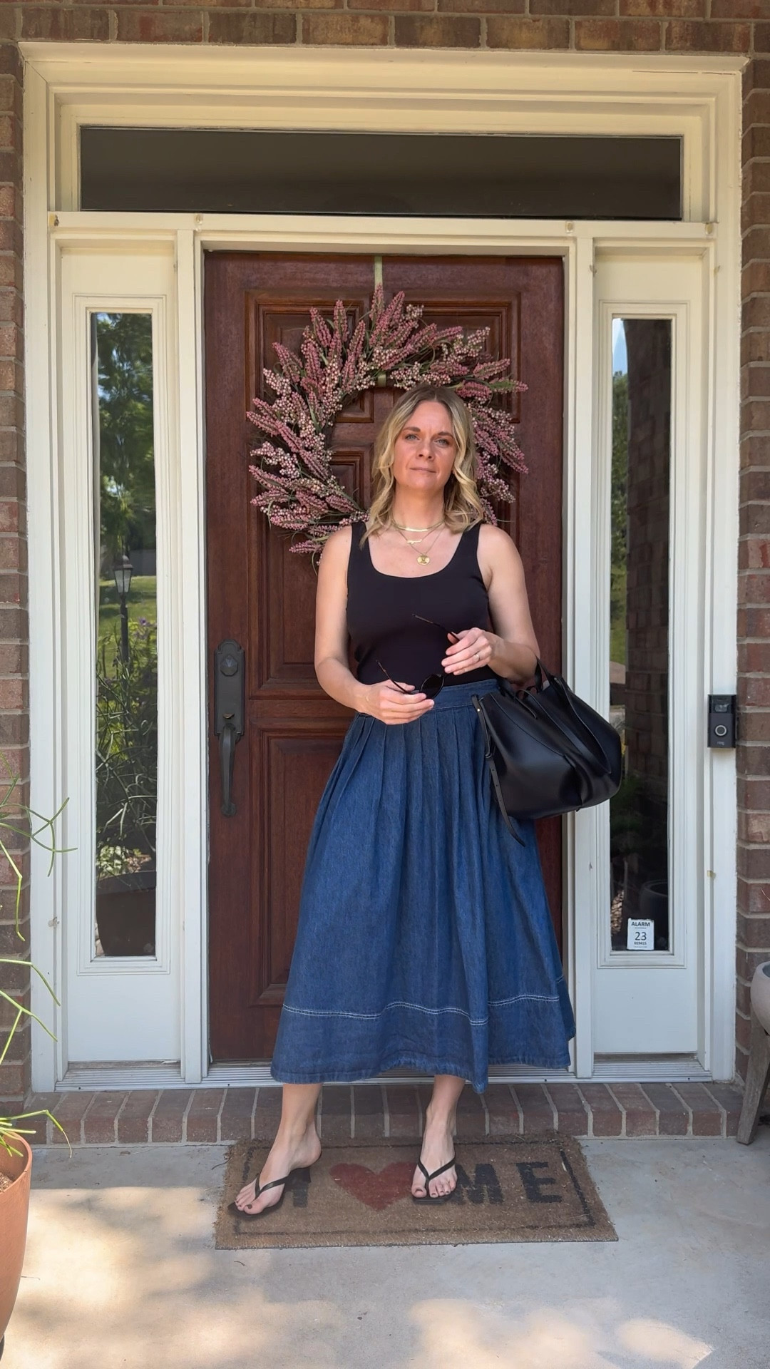 OOTD heading out for a personal shopping appointment with a client ✨ Black bodysuit + denim midi skirt + black thong kitten heel sandals. The skirt is new and still shoppable — linked it along with the rest of the look below! 👇

#LTKootd #LTKOver40 #LTKdayinmylife