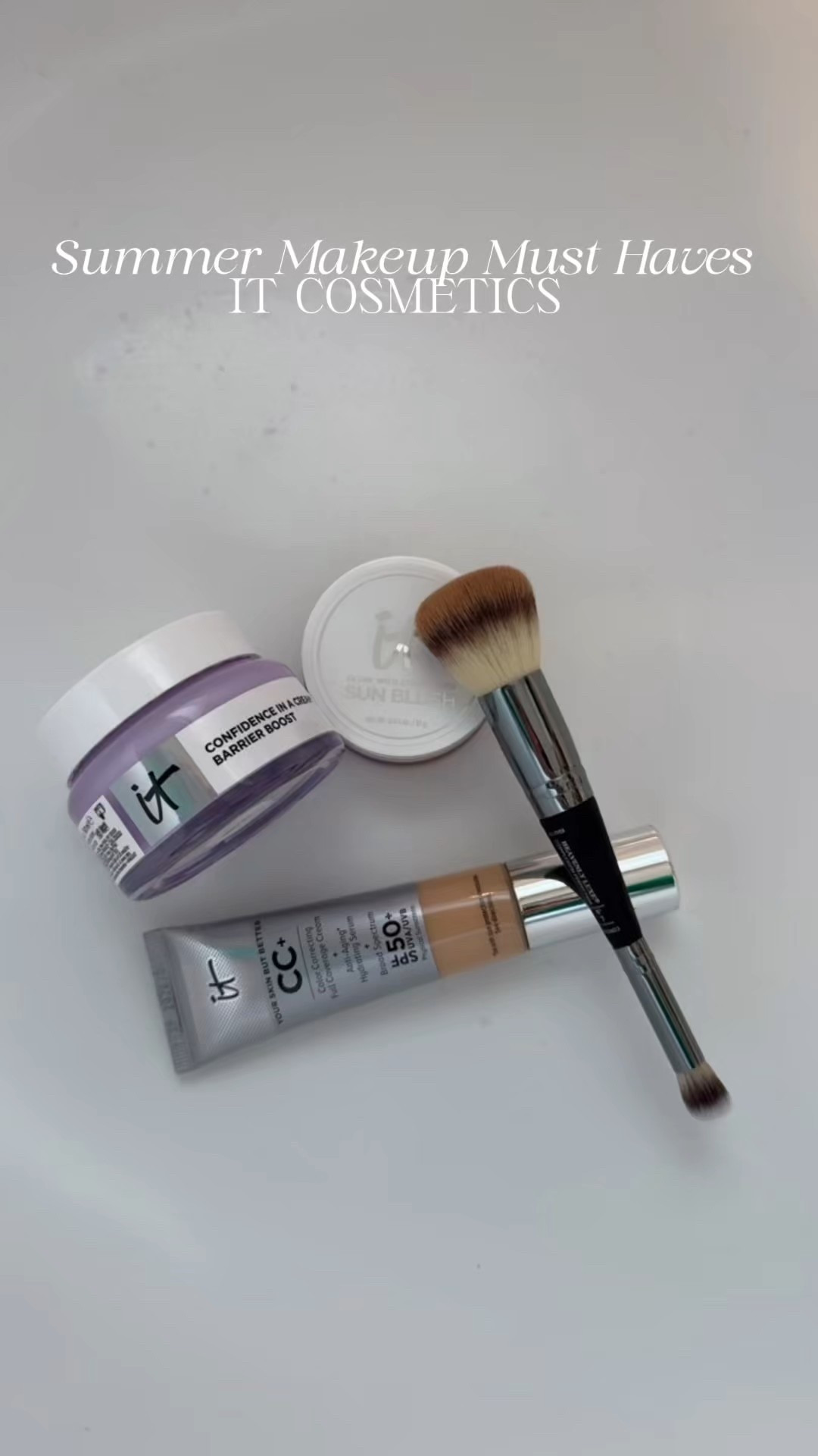 Some of my favorites from it cosmetics going into summer and vacation season!! Especially as a mom who’s had skin cancer I want a foundation that gives me protection at the same time! 

Wake up, make up brush, SPF foundation, daily moisturizer  

#LTKOver40 #LTKWatchNow #LTKBeauty