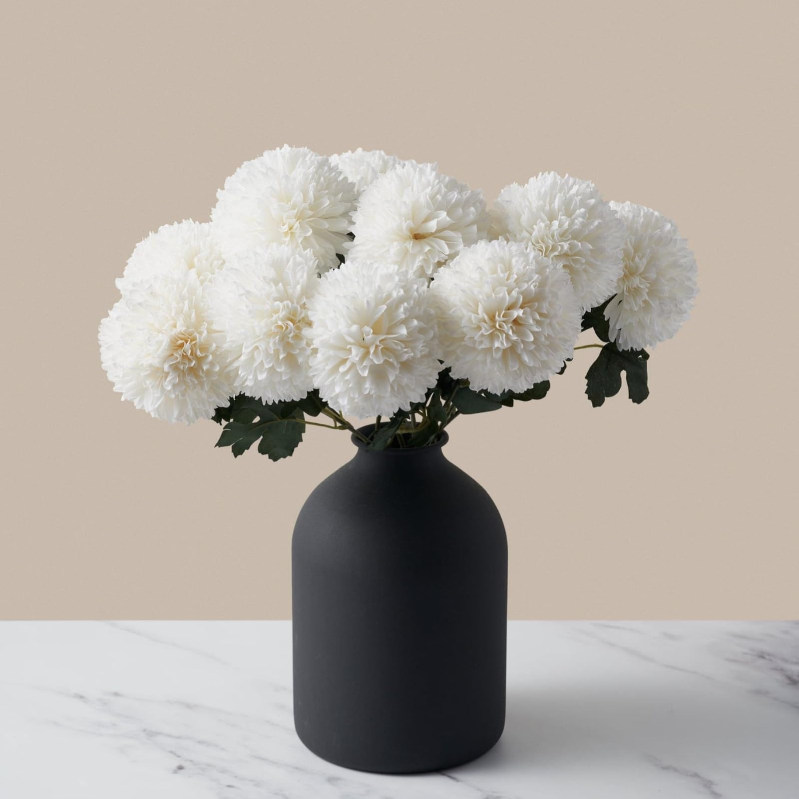 Large Faux Kiku Flower White - 10 Stems, Bulk Silk Flowers For Home Decor Indoor, Realistic Artif... | Amazon (US)