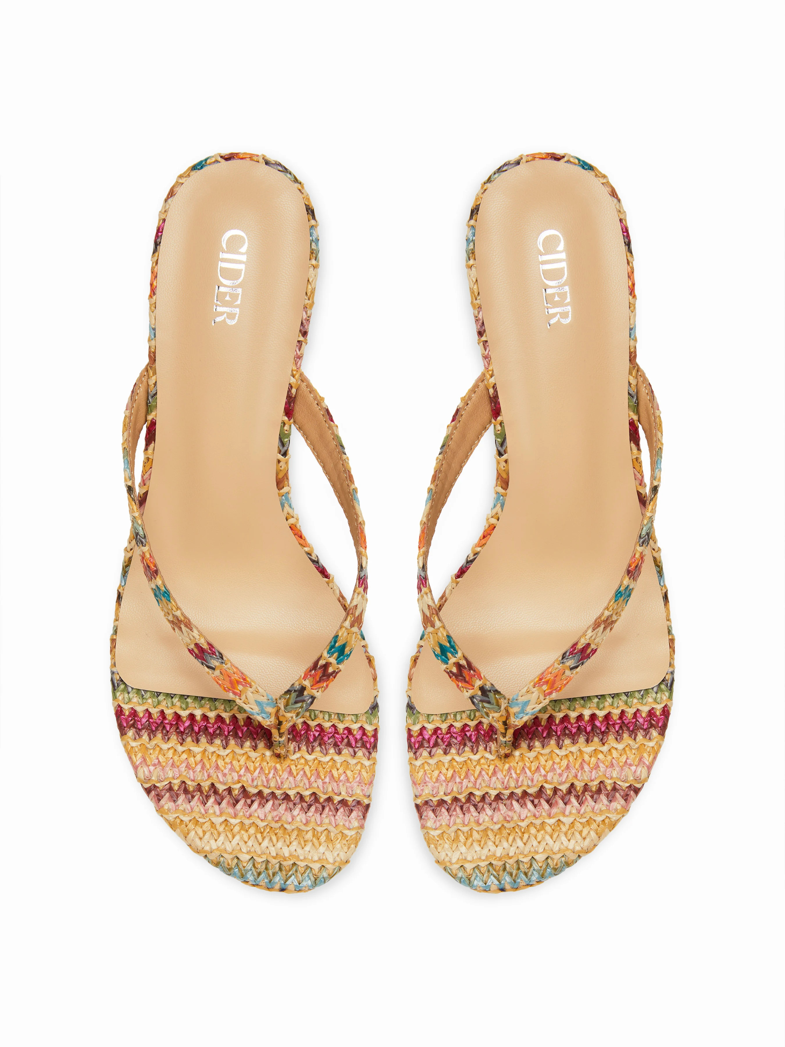 WOVEN FLIP-FLOP KITTEN HEELED SANDALS | Cider