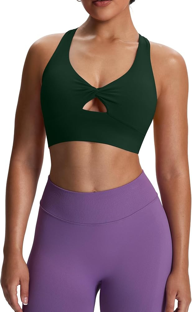 Aoxjox Women's Workout Sports Bras Twist Front Fitness Training Gym Bra Yoga Crop Lola Tank | Amazon (US)
