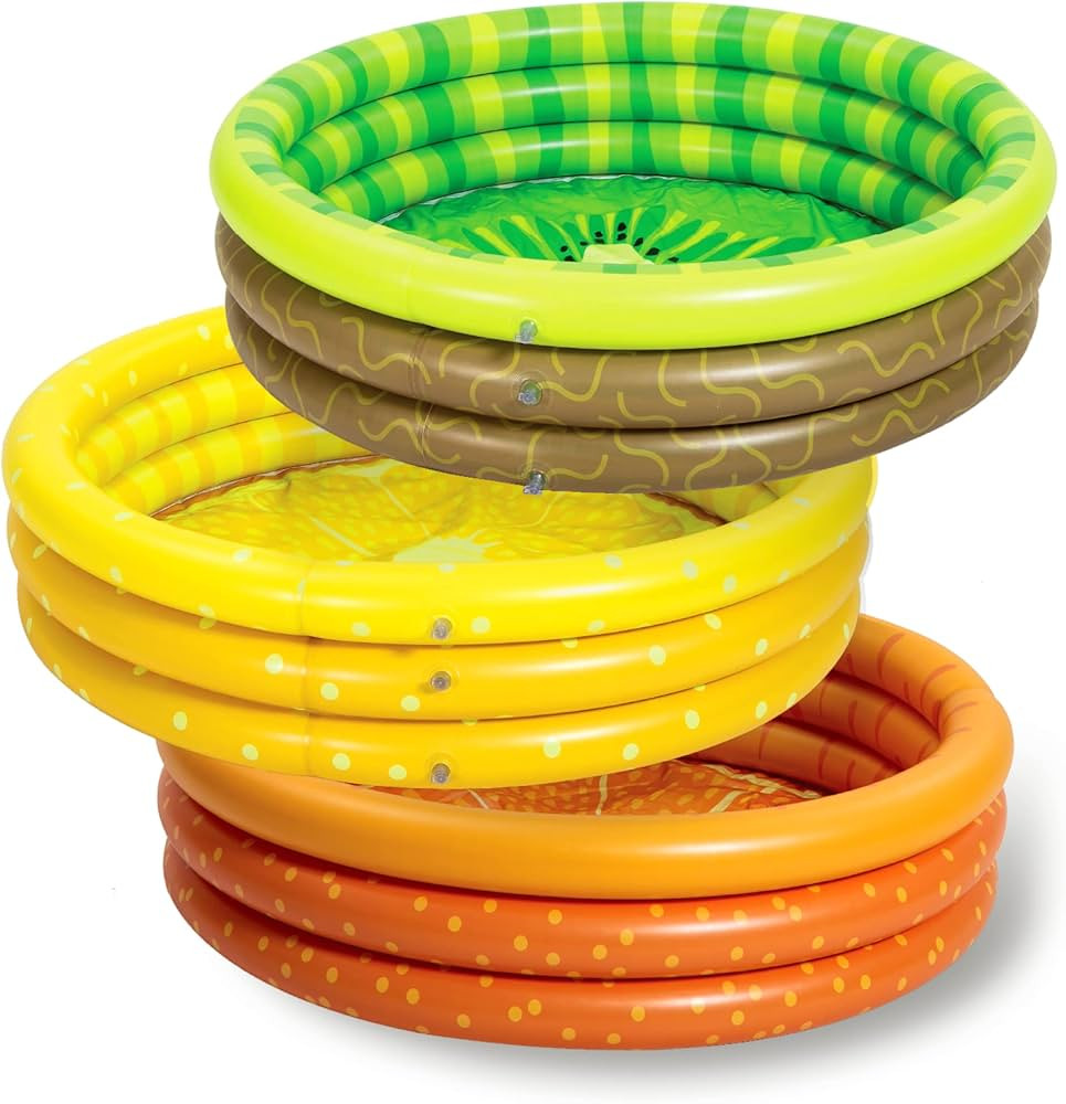 3 Packs 45" X 10" Inflatable Kiddie Pool, Lemon Orange Kiwi Swimming Pool for Kids Toddler Summer... | Amazon (US)