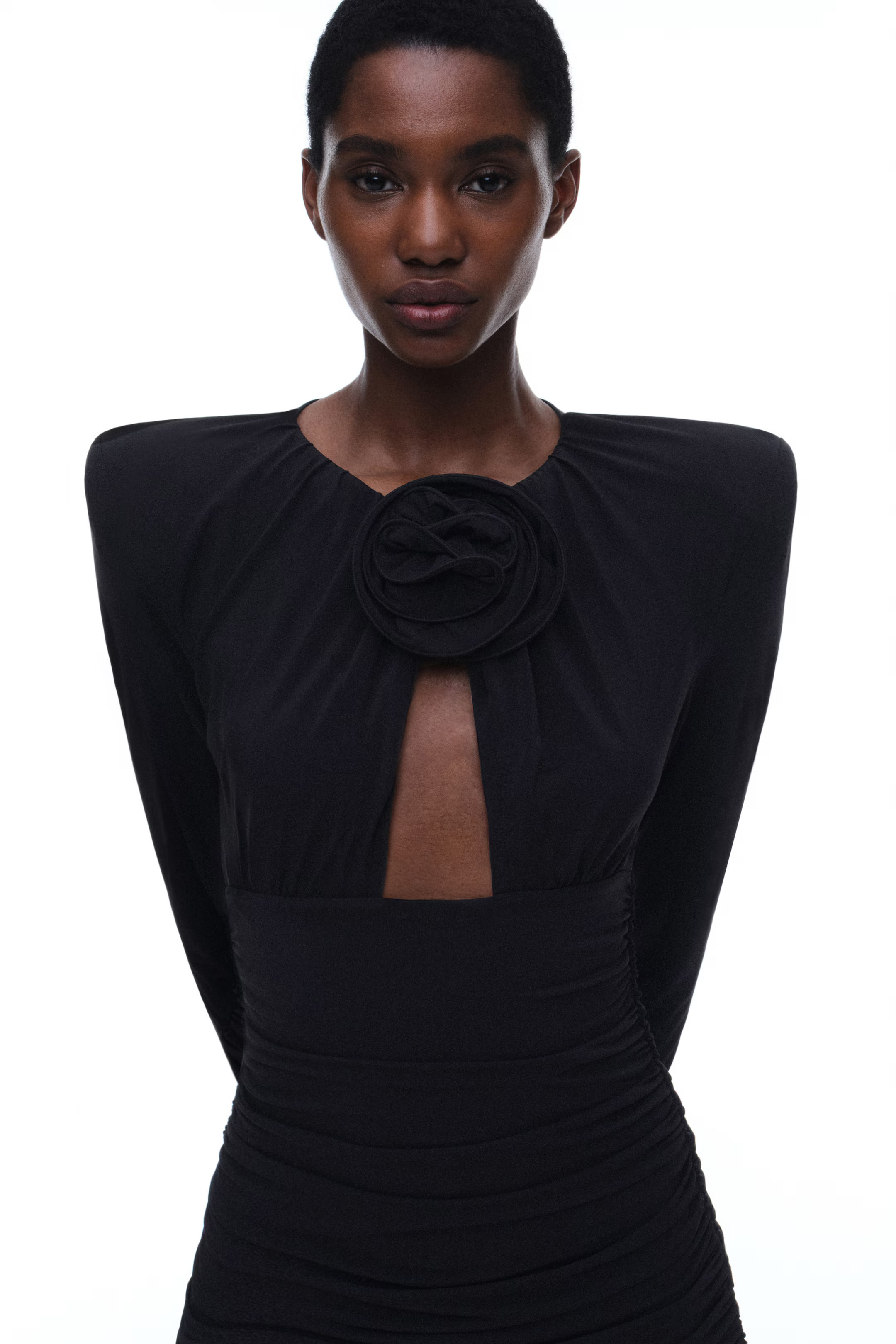 Rose Appliqué Shoulder Pad Dress | H&M (AU)