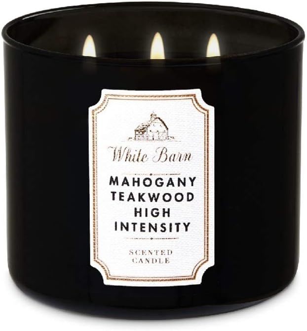 Bath & Body Works White Barn 3-Wick Candle in Mahogany Teakwood High Intensity | Amazon (US)