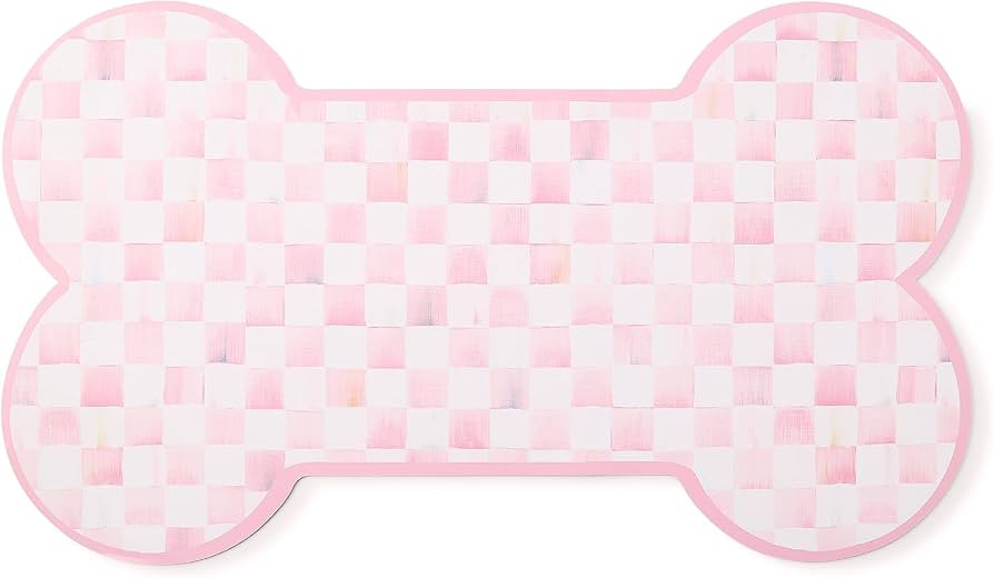 MACKENZIE-CHILDS Pup Placemat, Cute Pet Food Mat for Dog Bowls and Cat Bowls, Pink-and-White Rosy... | Amazon (US)