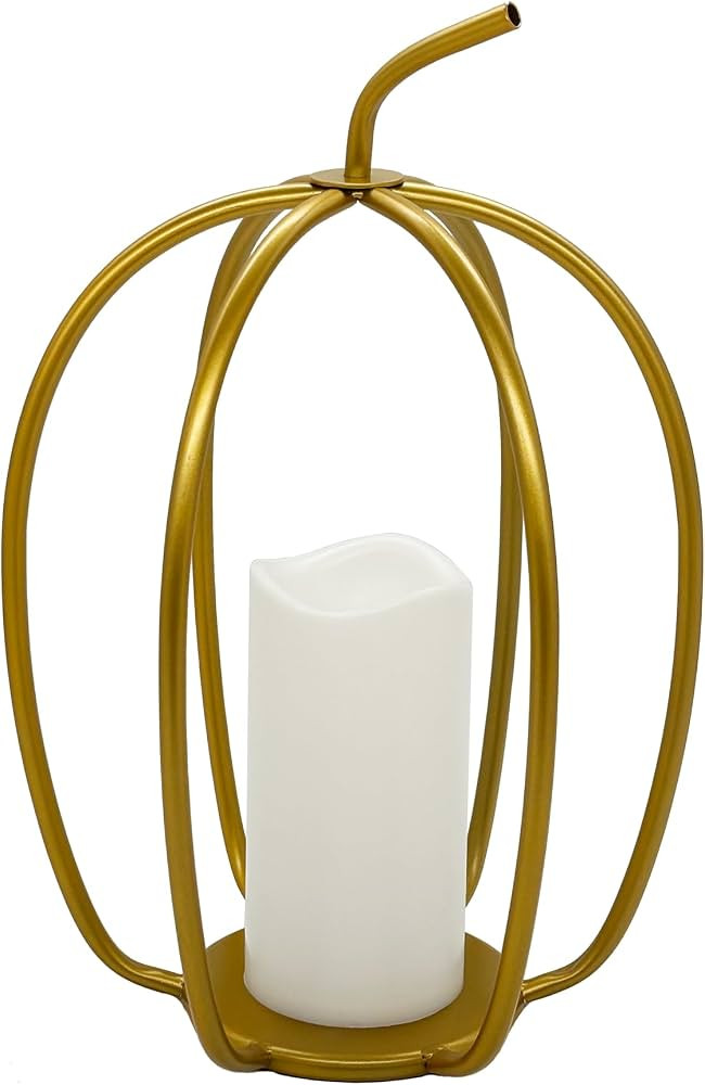 13.5" Gold Hollow Pumpkin Metal Candle Holder with LED Candle by Ashland®-Fall Home Decor | Amazon (US)